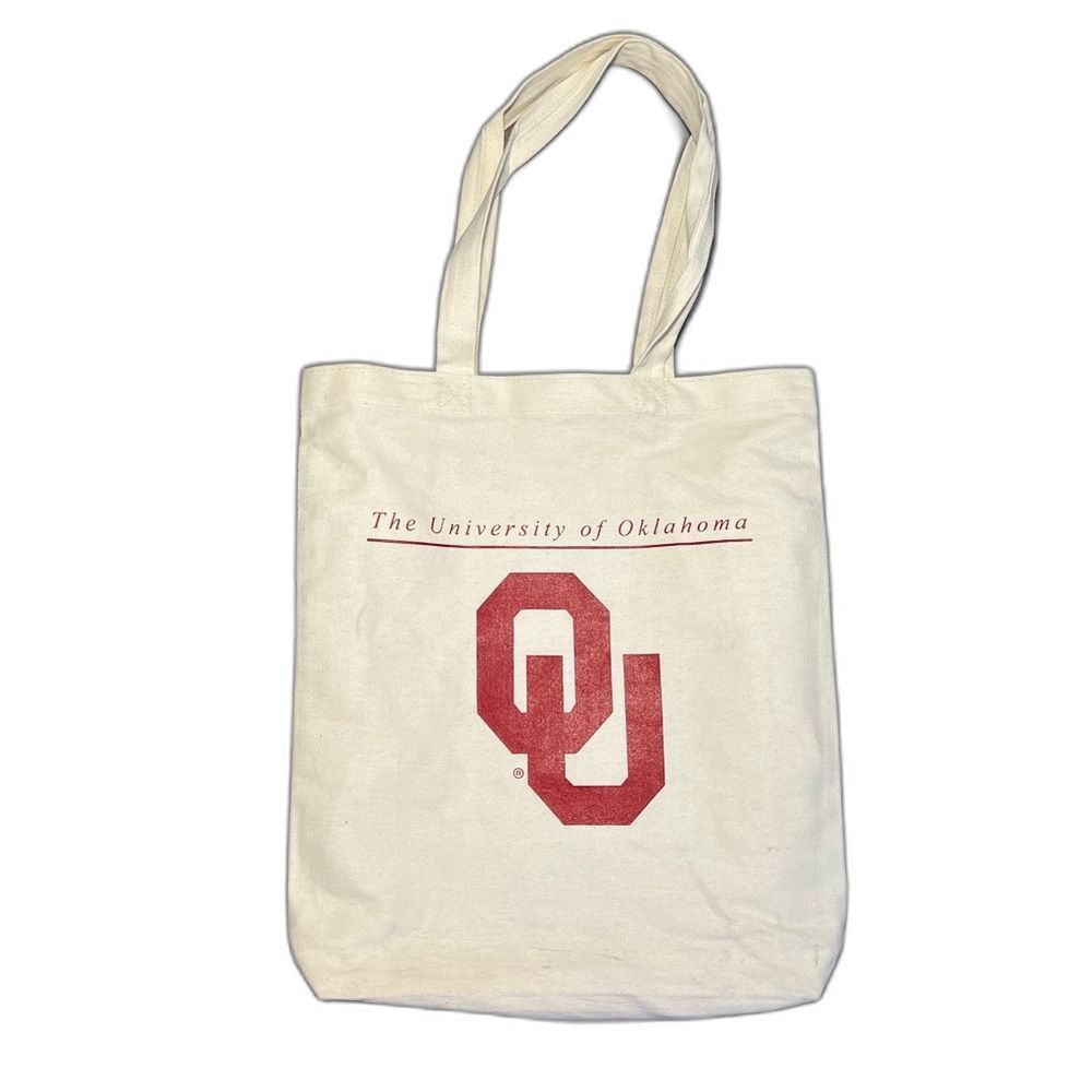 University of Oklahoma Sooners Canvas Tote Bag NCAA Medium Size Beige Unisex